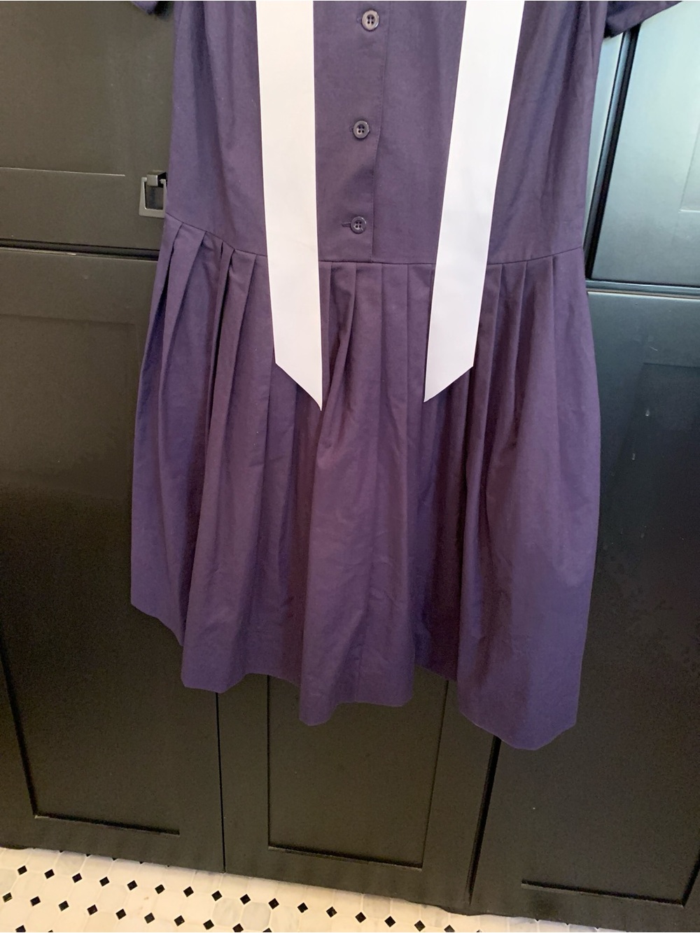 Vintage Laura Ashley MIDI Navy  Sailor-Style Dress with White Bow Accent - Picture 7 of 15